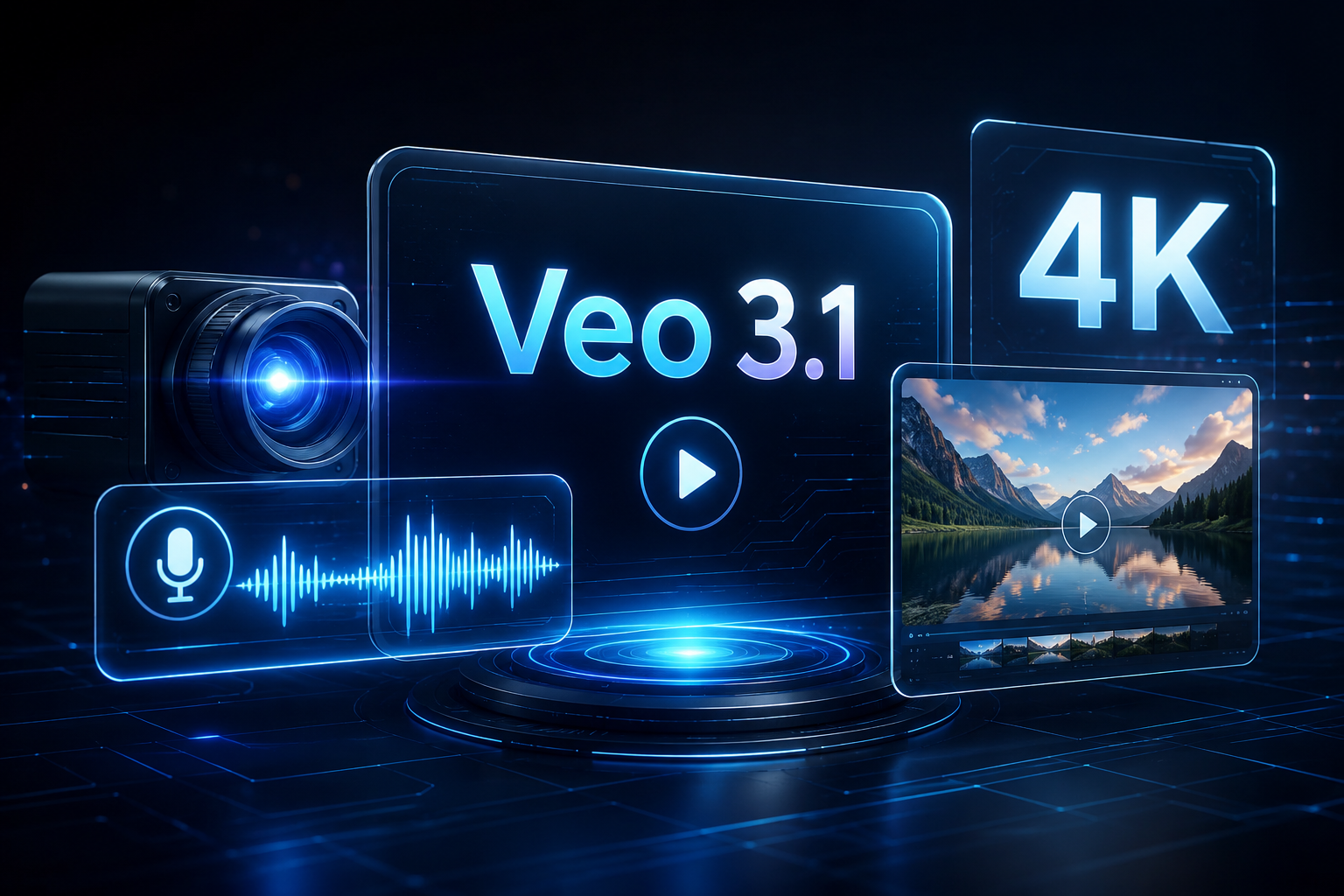 Veo 3.1 AI video generator 4K audio interface