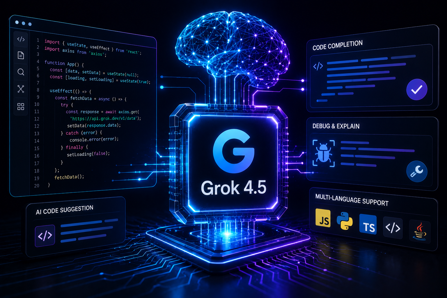 Grok 4.5 AI coding model interface